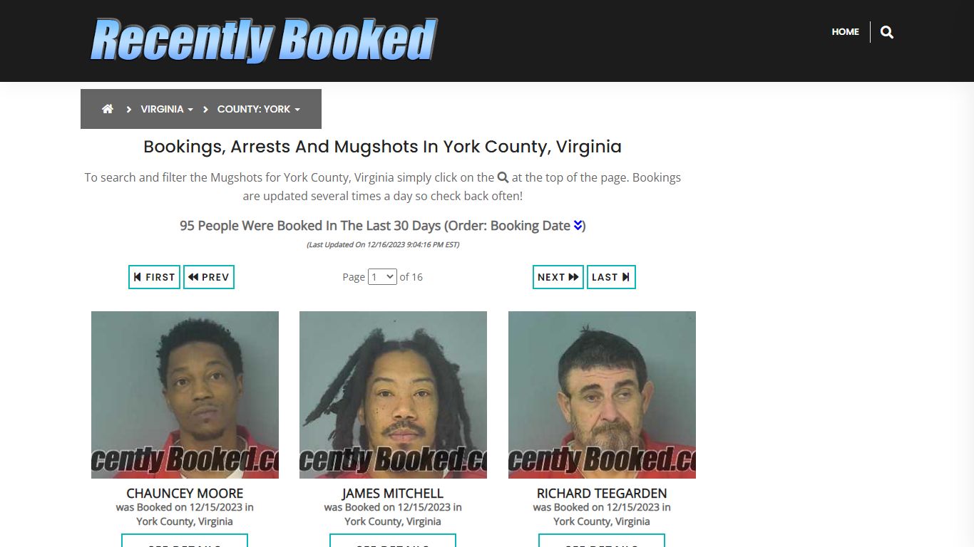 Recent bookings, Arrests, Mugshots in York County, Virginia