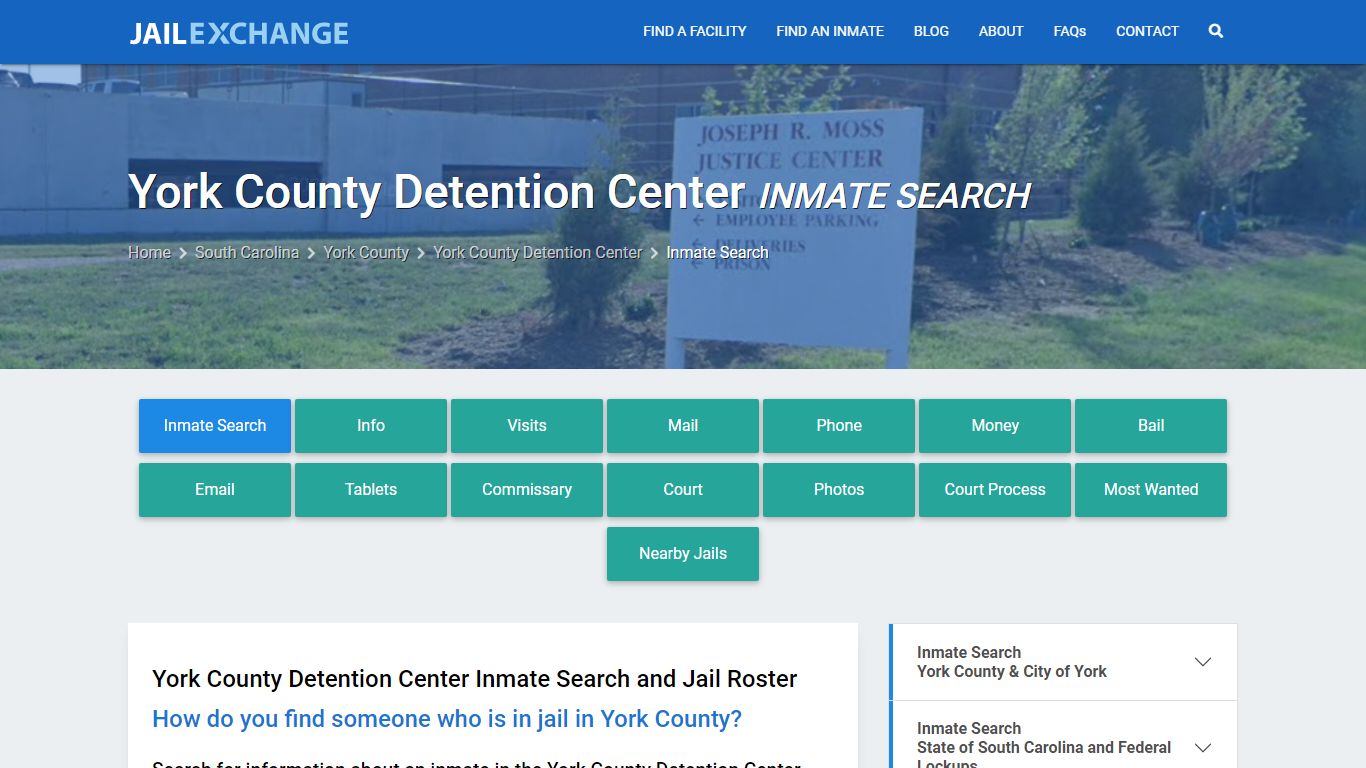 York County Detention Center Inmate Search - Jail Exchange